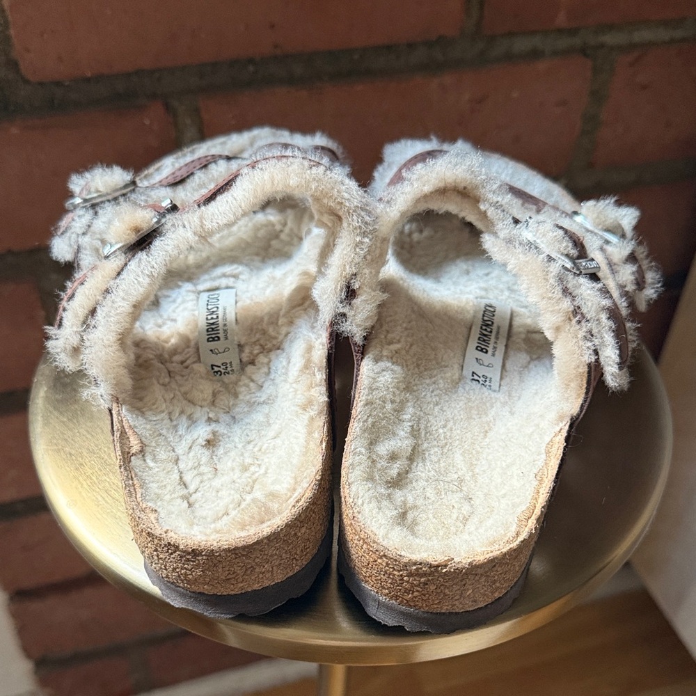 🆕 Birkenstock Shearling Leather Sandals - Picture 8 of 8